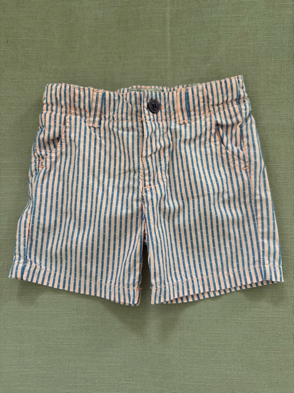 Mayoral Blue and Orange Striped Cotton Shorts